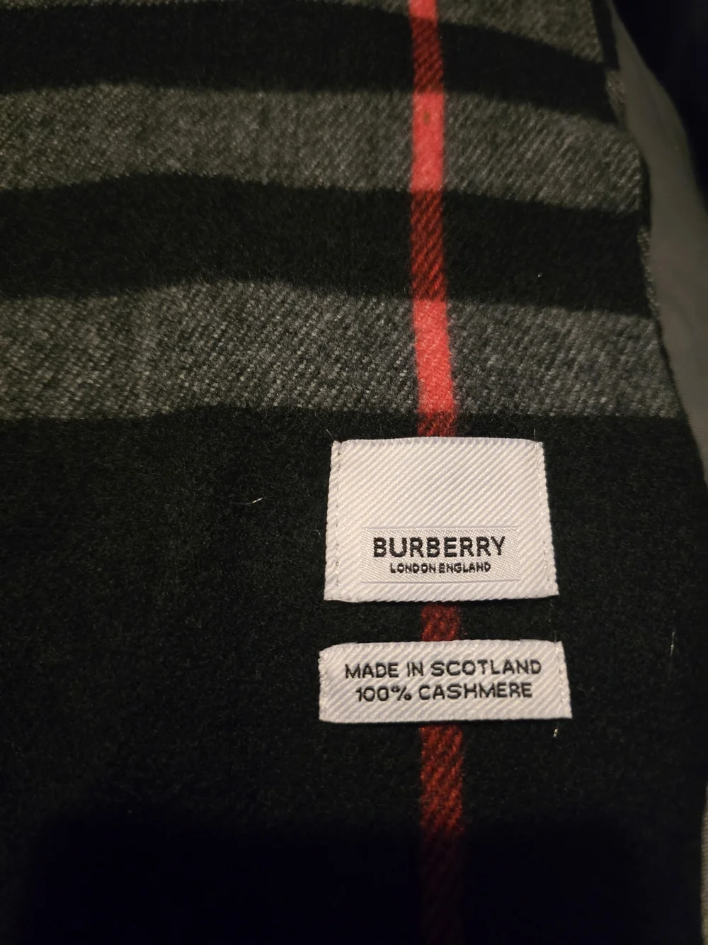 Burberry Black Check Wool Scarf